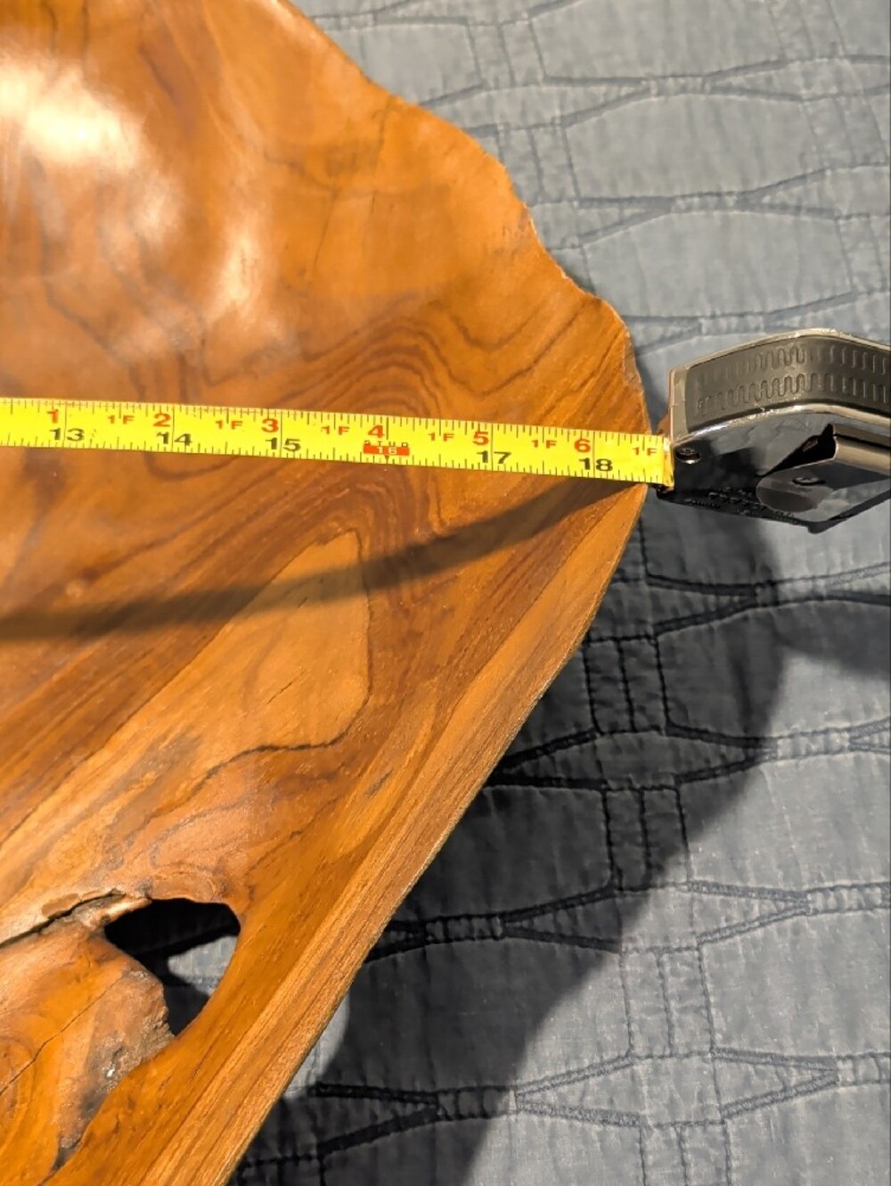 Live Edge Teak Wood Bowl - Warm Honey Brown - Picture 9 of 10